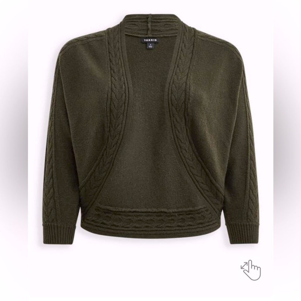Torrid , Size 2 (18-20) dark olive green soft dolman sleeve sweater, worn once.